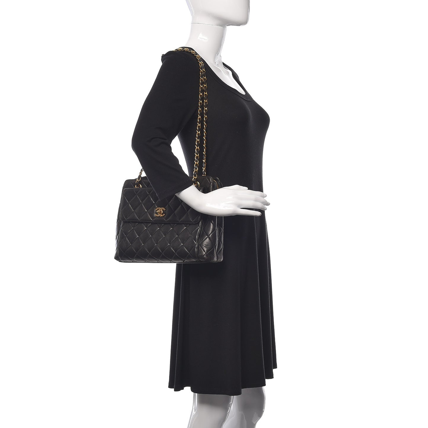Lambskin Quilted Shoulder Bag Black