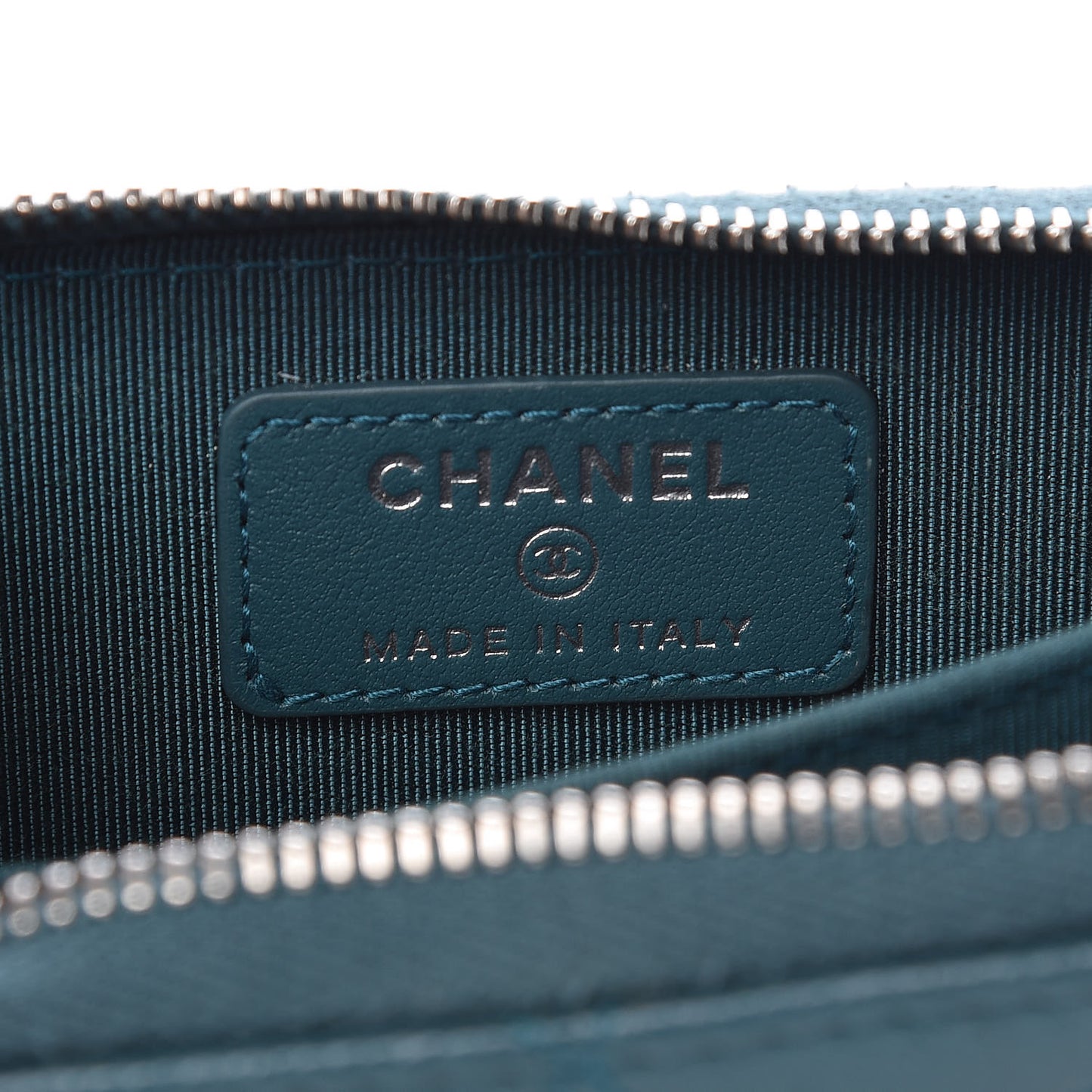 Caviar Quilted Zip Coin Purse Dark Turquoise