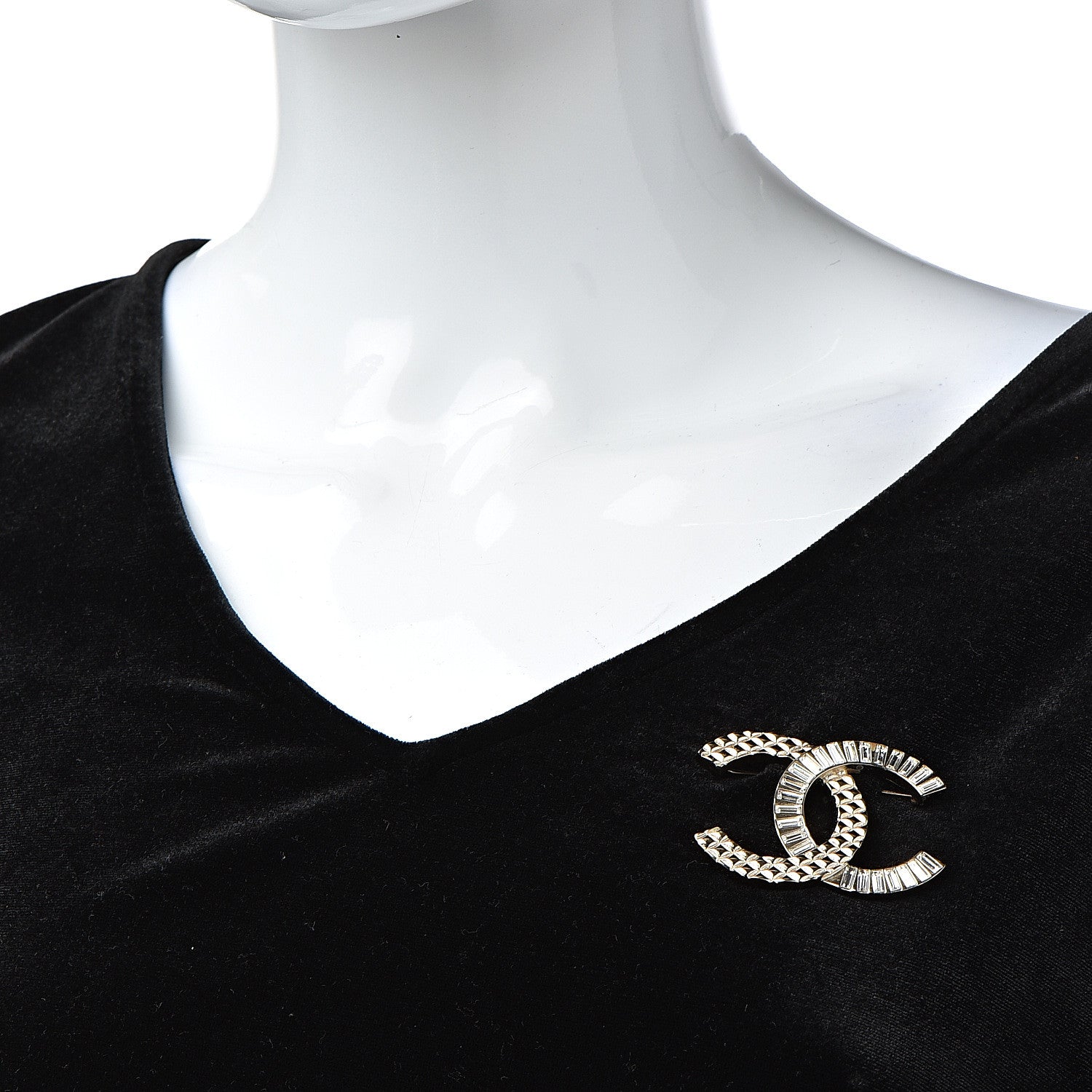 Chanel Baguette Crystal Quilted CC Brooch Gold 2 of 7