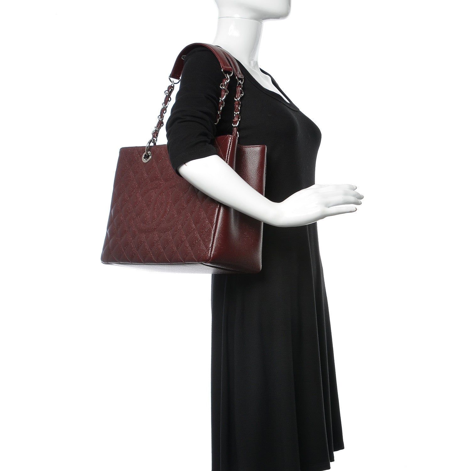 Chanel Caviar Quilted Grand Shopping Tote GST Burgundy 2 of 10