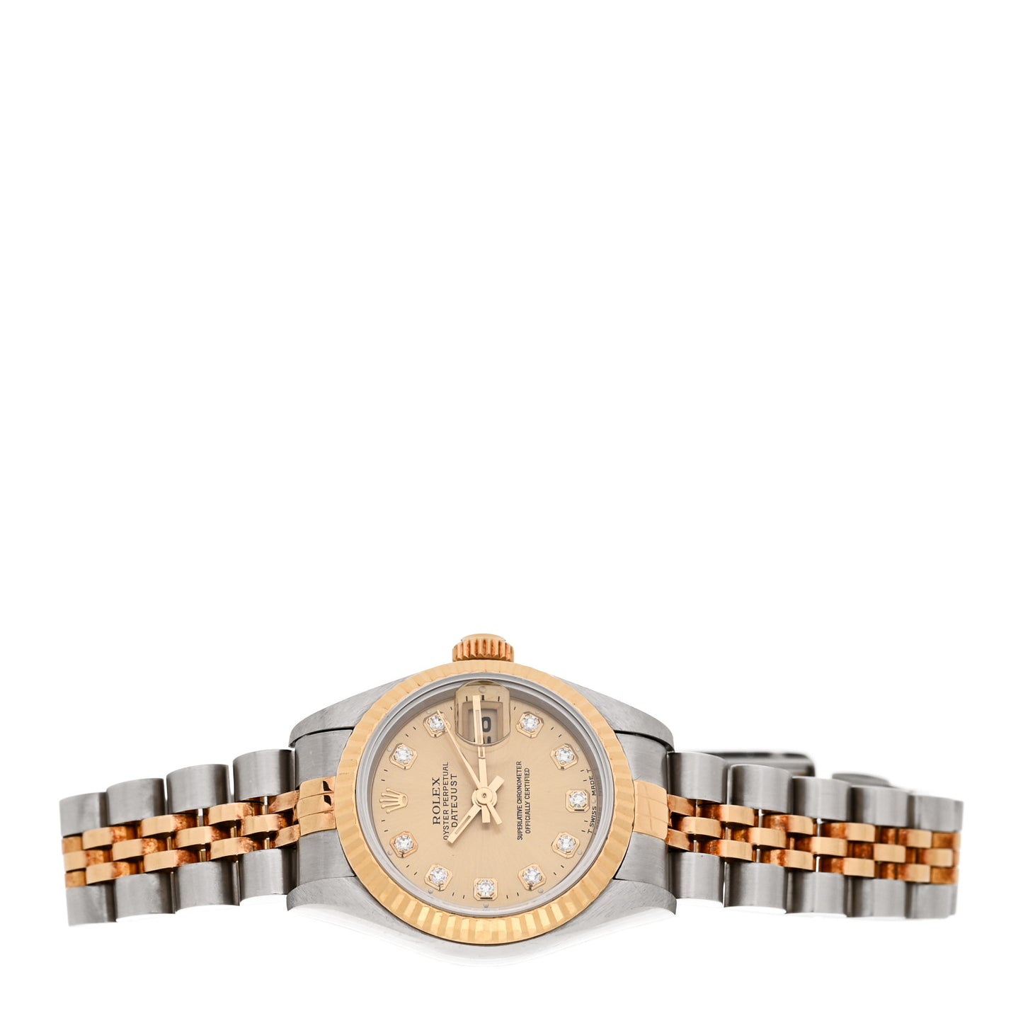 Stainless Steel 18K Yellow Gold Diamond 26mm Oyster Perpetual Datejust Watch Champagne 69173