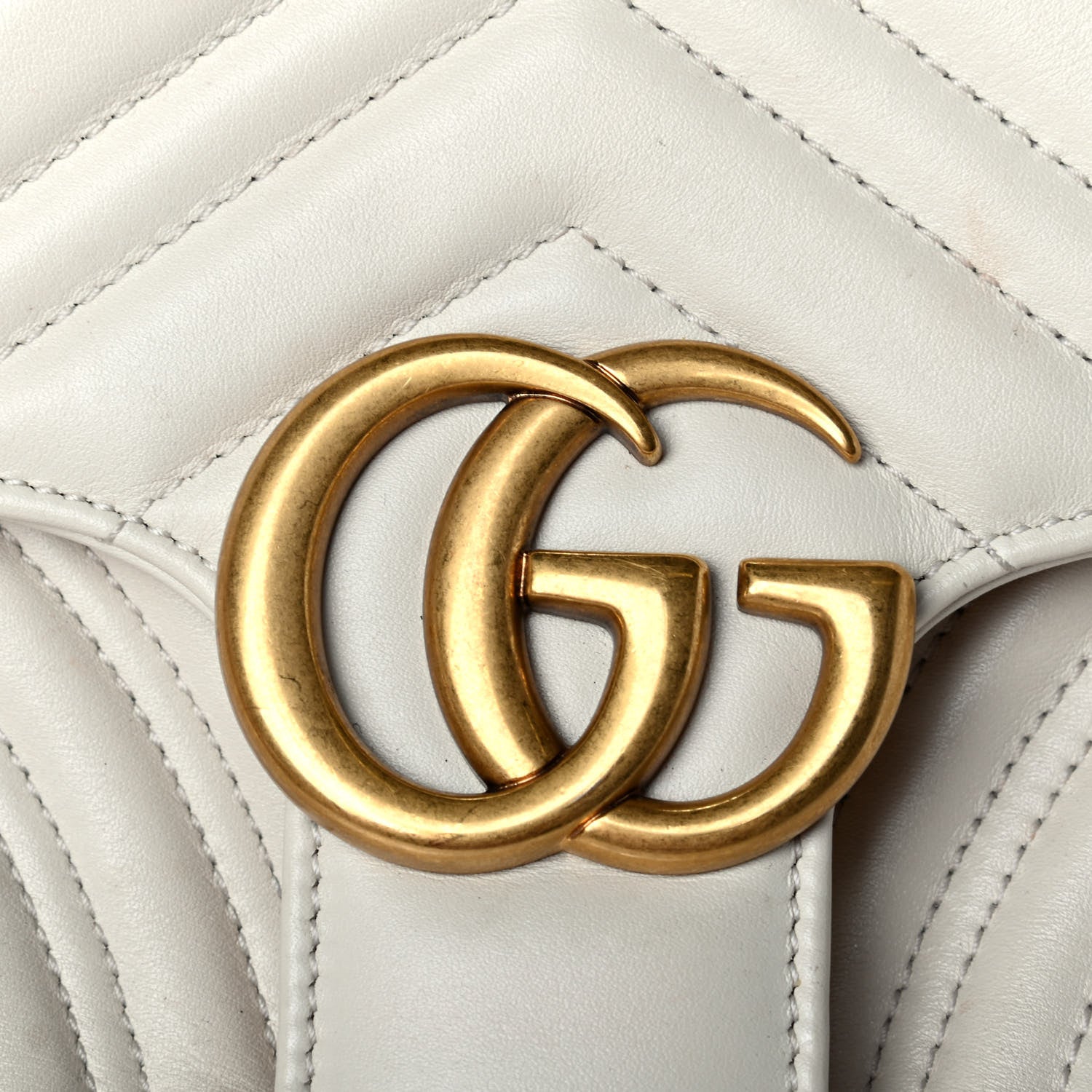 Gucci Calfskin Matelasse Small GG Marmont Shoulder Bag White 7 of 9