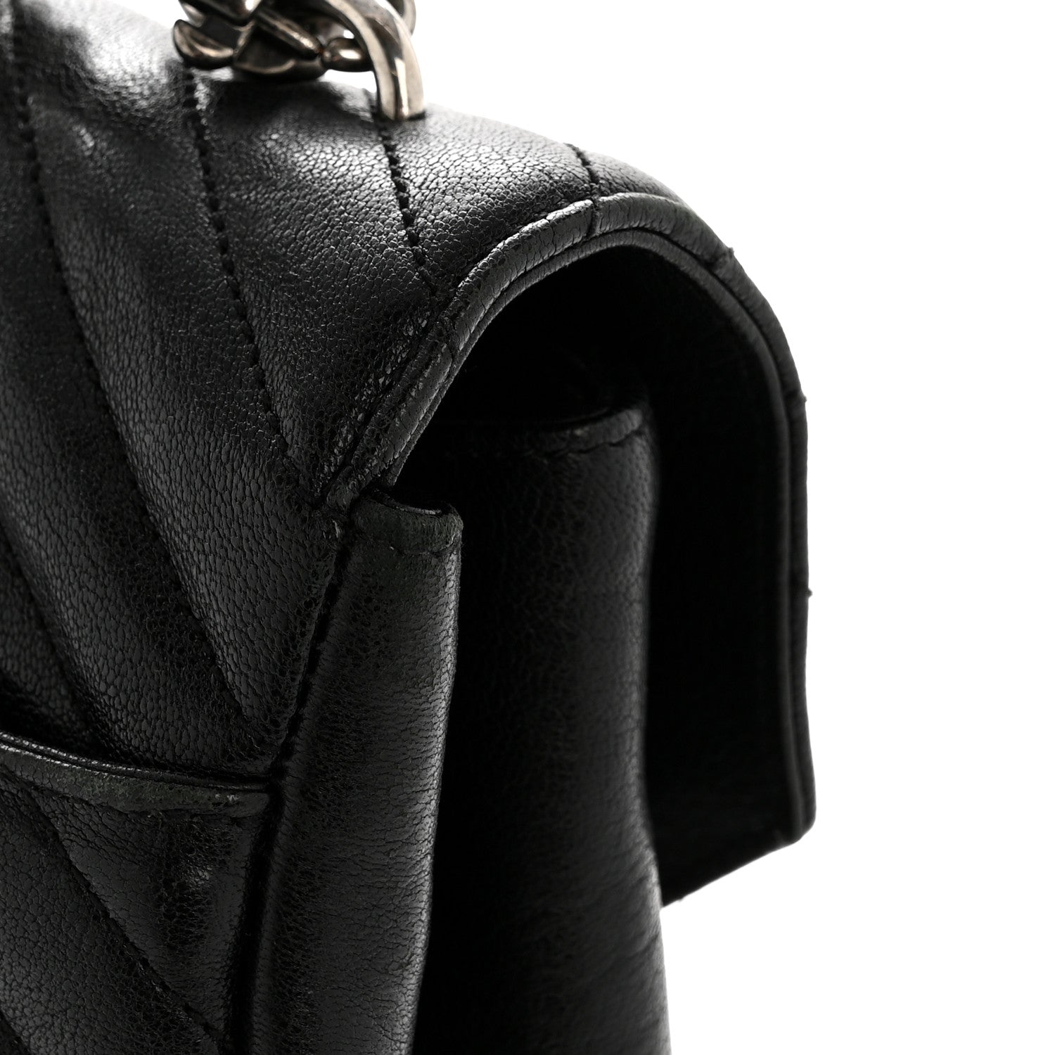Saint Laurent Sheepskin Matelasse Chevron Monogram Large College Satchel Black 14 of 14