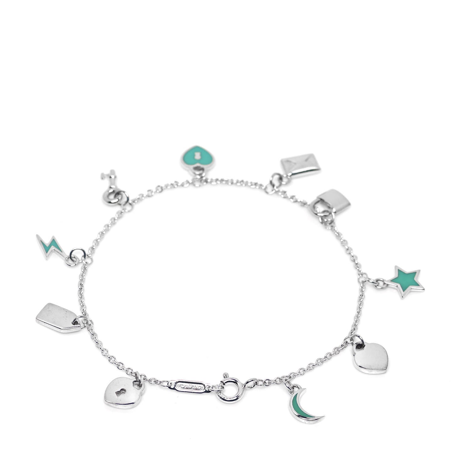 Sterling Silver Enamel Love Notes Charm Bracelet Blue
