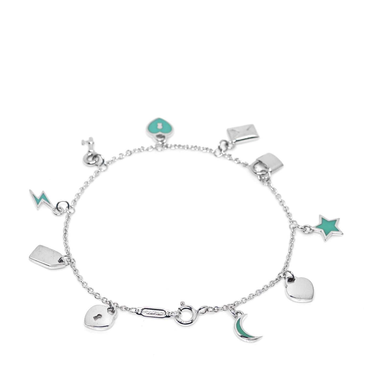Tiffany Sterling Silver Enamel Love Notes Charm Bracelet Blue 3 of 4