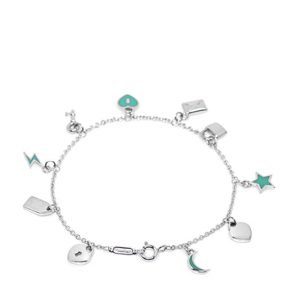 Tiffany Sterling Silver Enamel Love Notes Charm Bracelet Blue 3 of 4