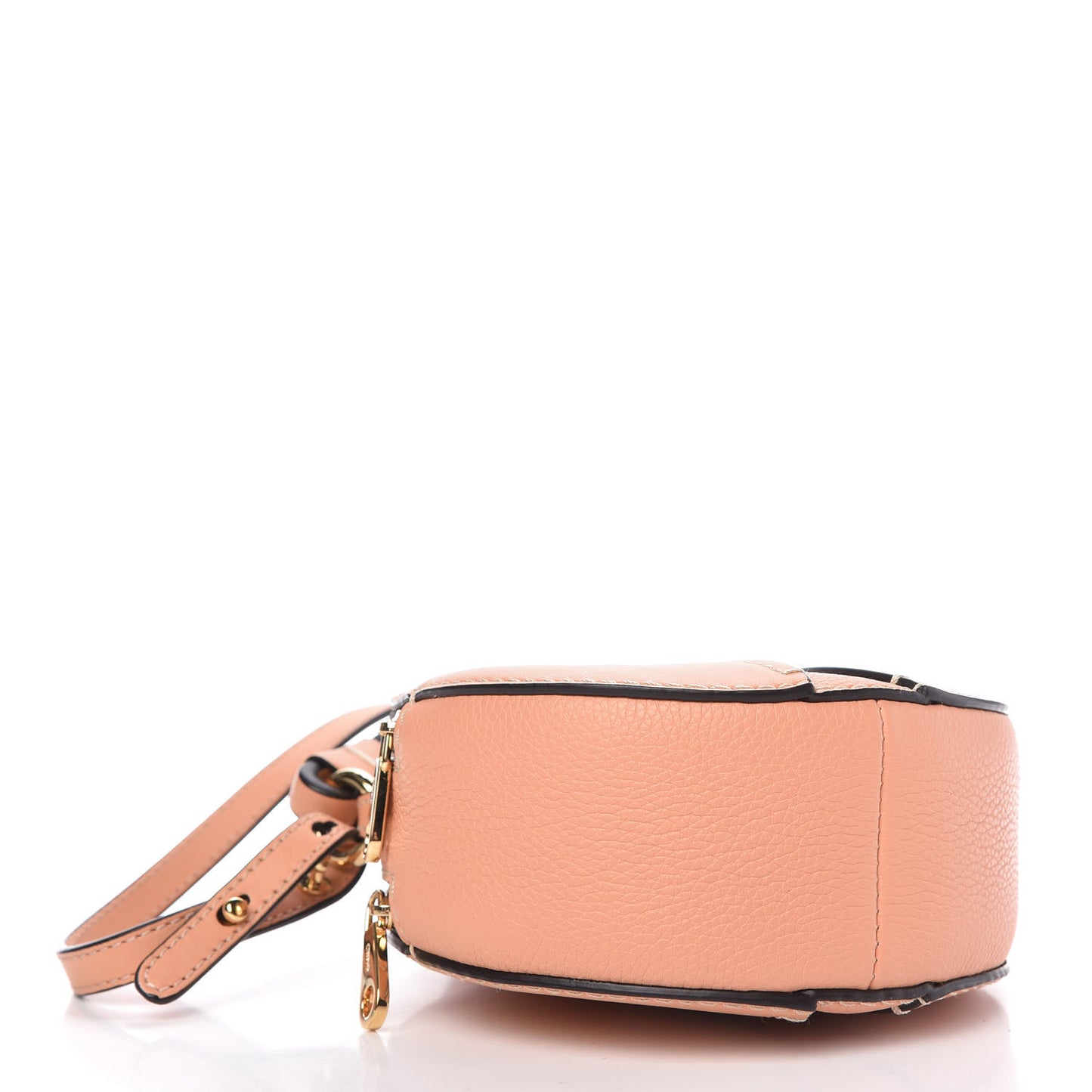 Grained Shiny Calfskin Mini Round Daria Bag Peach Bloom