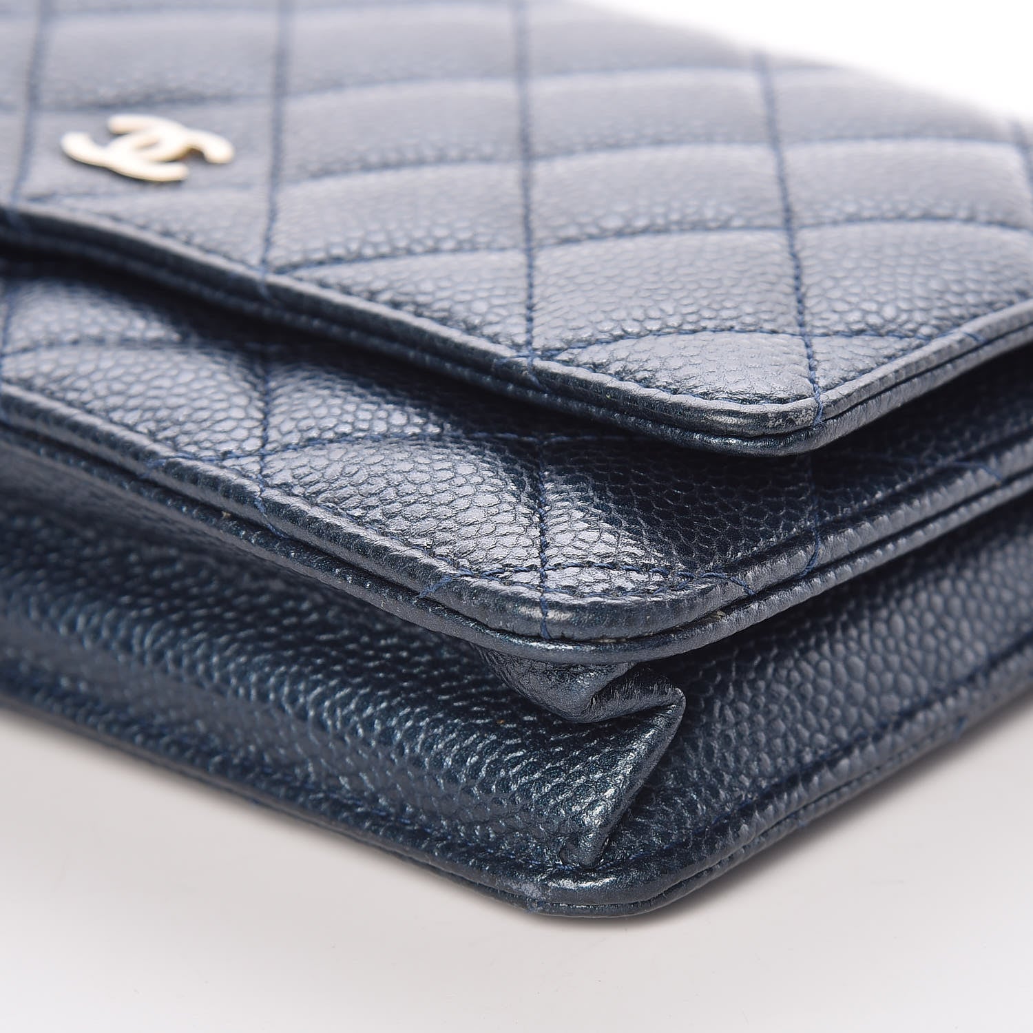 Chanel Iridescent Caviar Quilted Wallet On Chain WOC Blue 11 of 14