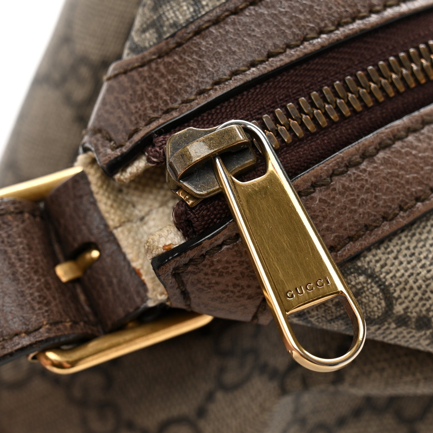 GG Supreme Monogram Web Ophidia Half Moon Hobo Brown