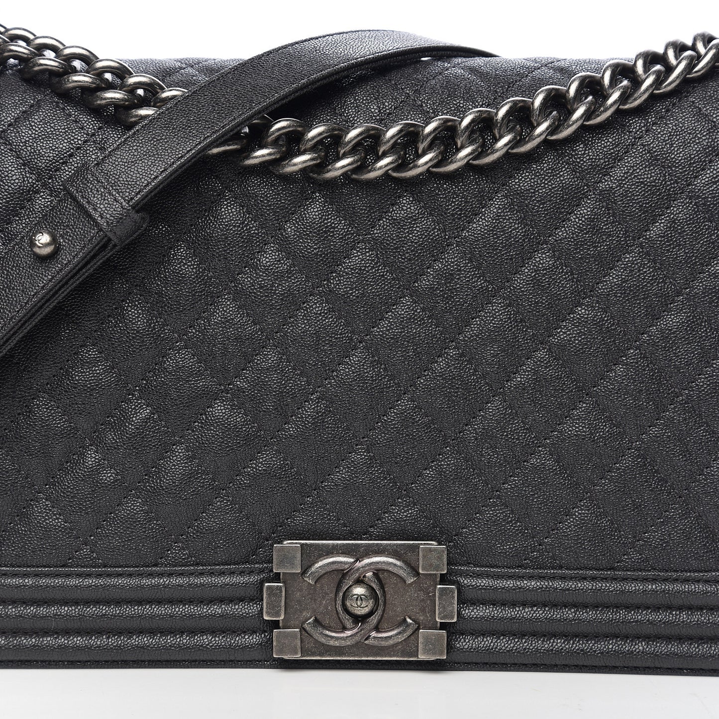 Metallic Caviar Quilted New Medium Boy Flap Grey