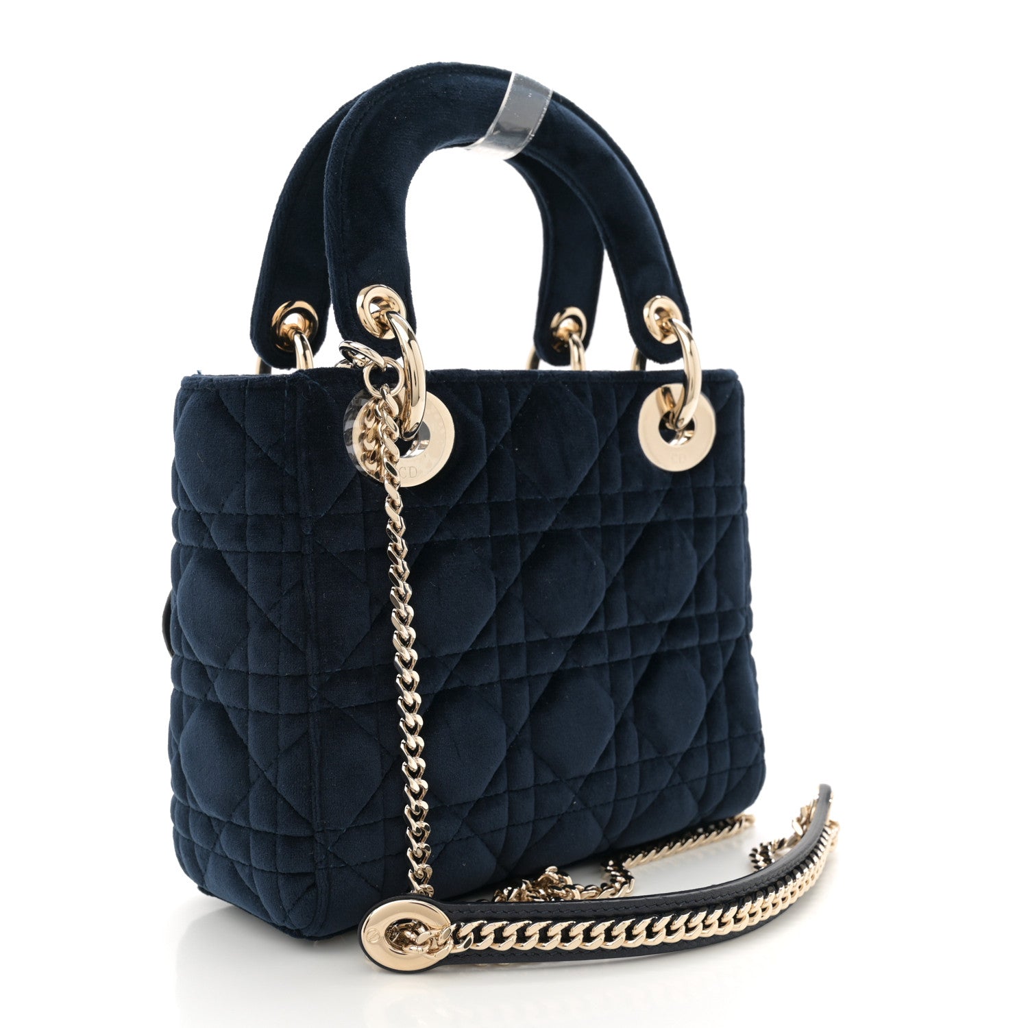 Christian Dior Velvet Mini Lady Dior Navy Blue 3 of 10