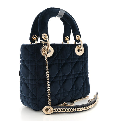 Christian Dior Velvet Mini Lady Dior Navy Blue 3 of 10