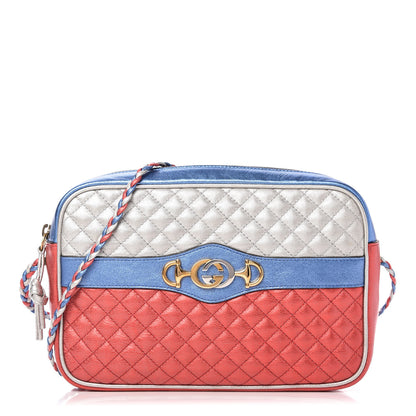 Gucci Laminated Nappa Trapuntata Small Zumi Shoulder Bag Rosso Marine Argento 1 of 10