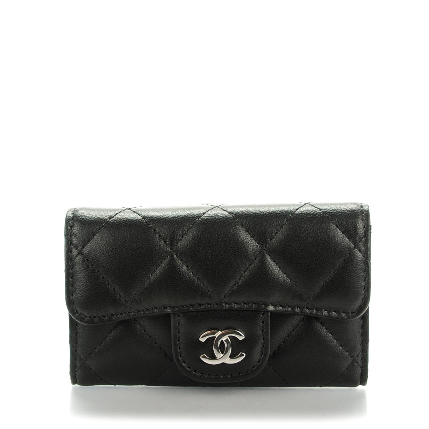 Chanel Lambskin Quilted 6 Key Holder Black 1 of 8