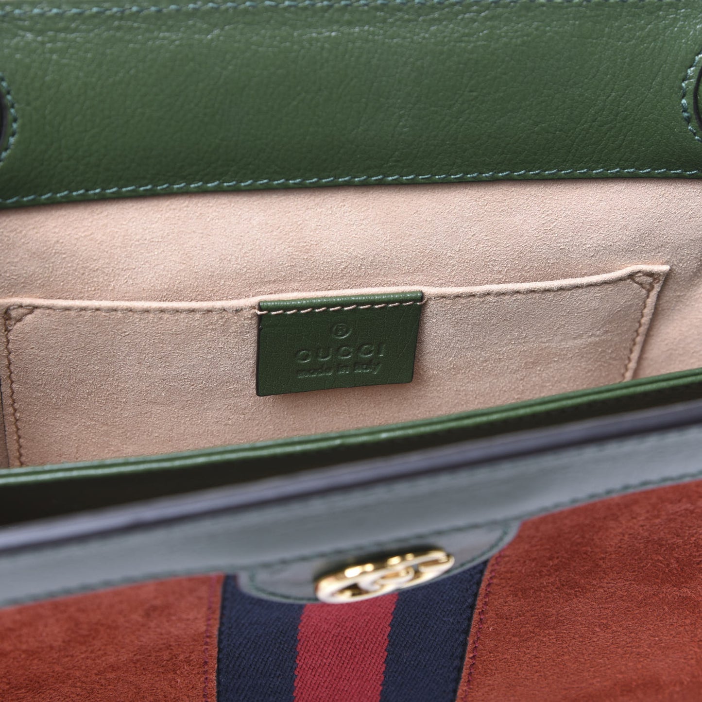 Suede Calfskin GG Web Small Ophidia Chain Shoulder Bag Brown Red Green