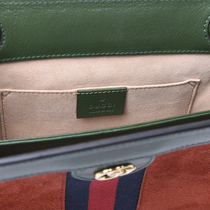 Gucci Suede Calfskin GG Web Small Ophidia Chain Shoulder Bag Brown Red Green 7 of 9