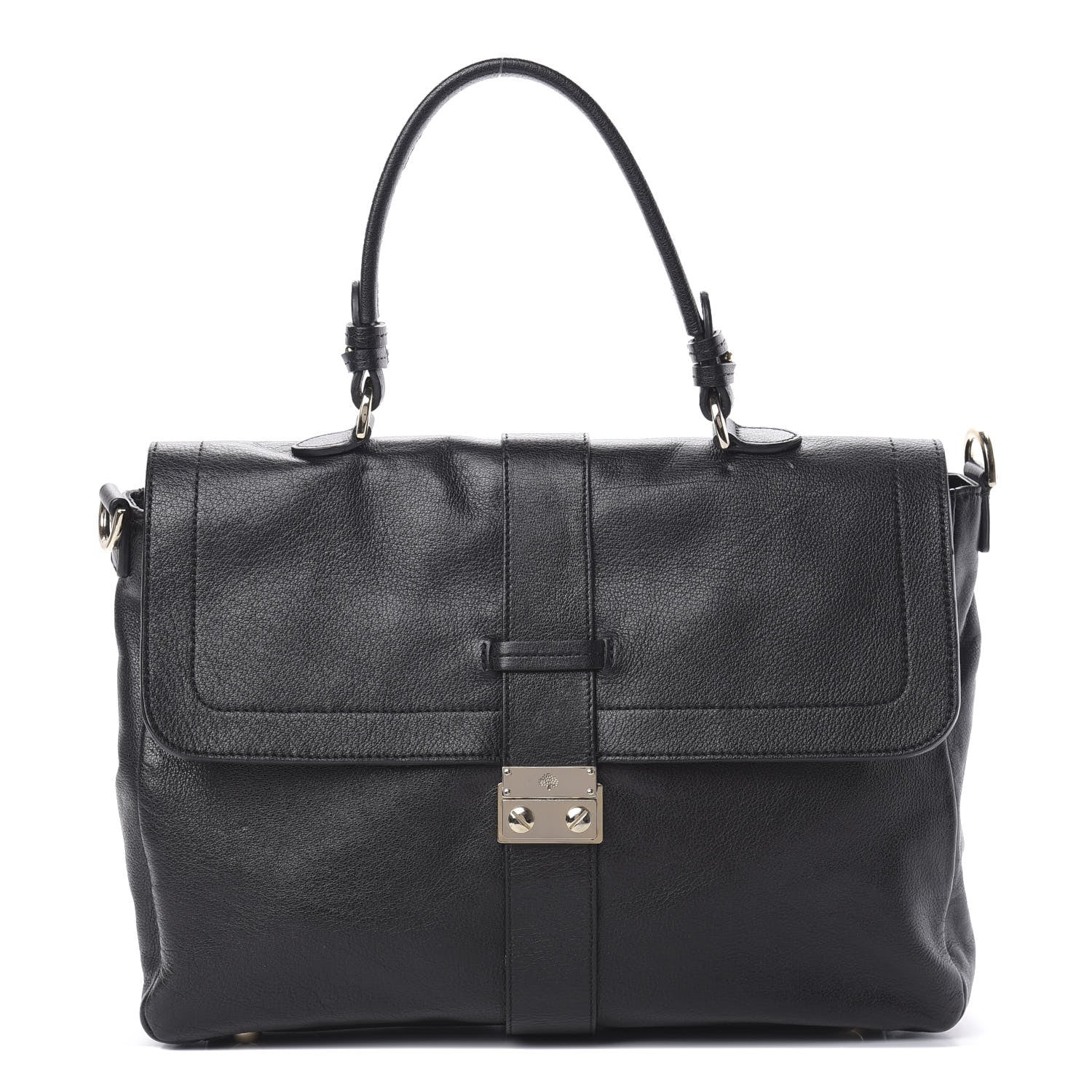 Mulberry Calfskin Push Lock Satchel Black 1 of 15