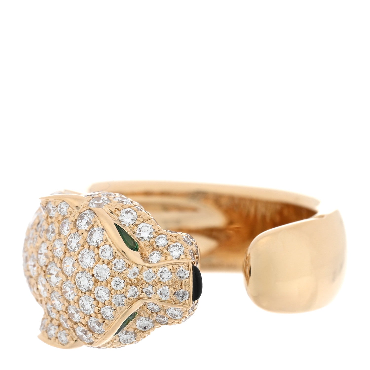Cartier 18K Yellow Gold Diamond Onyx Emerald Panthere De Cartier Band Ring 49 5 3 of 5