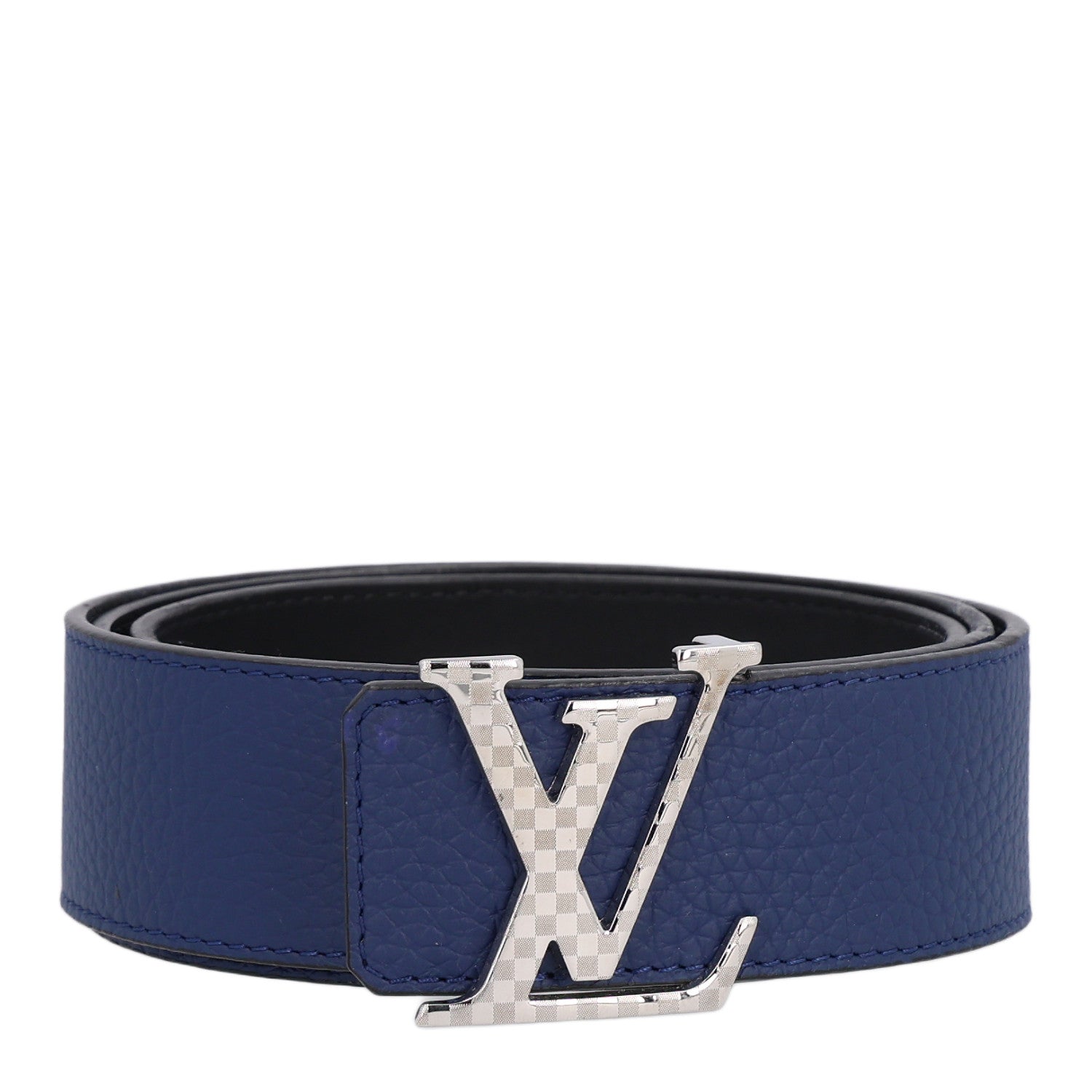 Louis Vuitton Calfskin 40mm Damier LV Reversible Belt 100 40 Black Midnight Navy 1 of 8