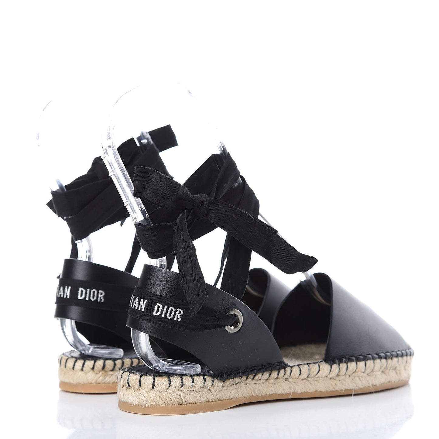 Calfskin Nicely-D Ankle Tie Espadrilles Flats 36 Black