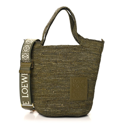 Loewe Raffia Mini Slit Tote Bag Natural Olive 1 of 10