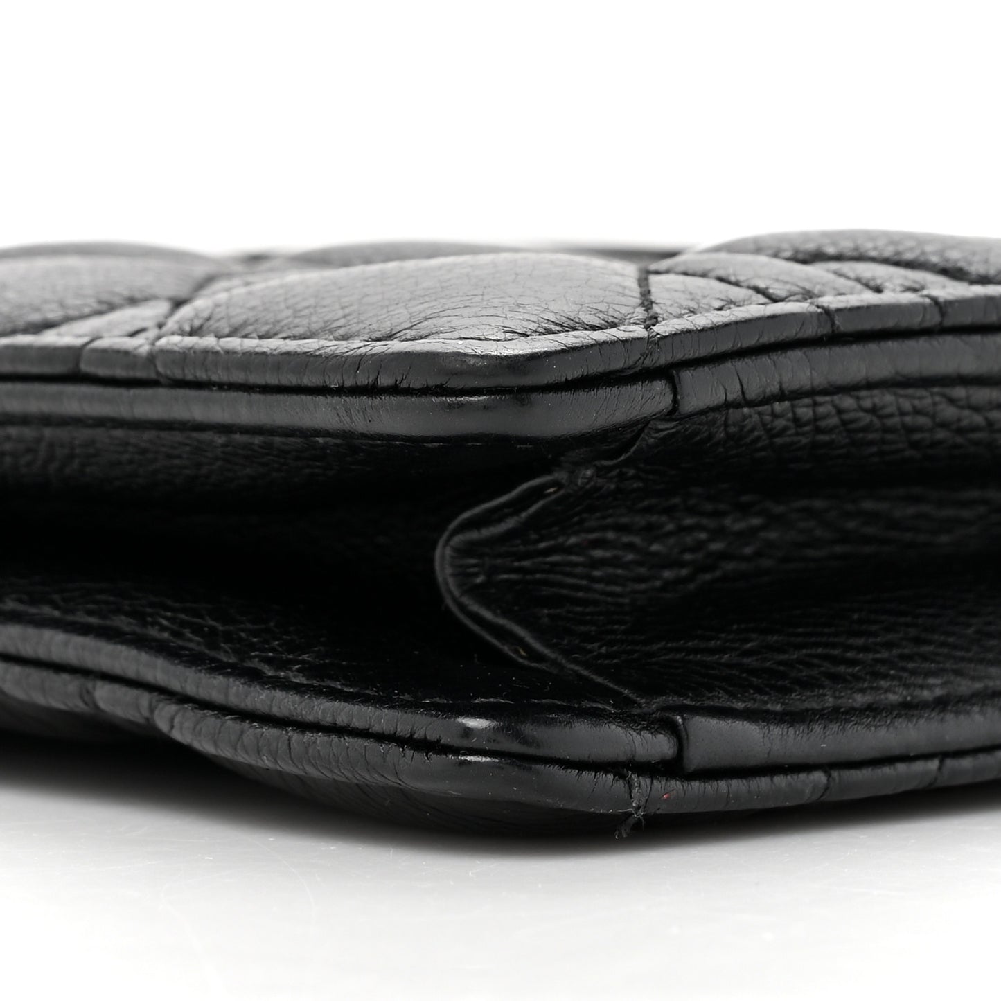Calfskin Cannage Caro Zipped Pouch With Chain Black