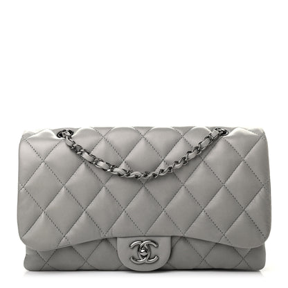 Chanel Lambskin Quilted Jumbo Chanel 3 Flap Light Grey 1 of 9