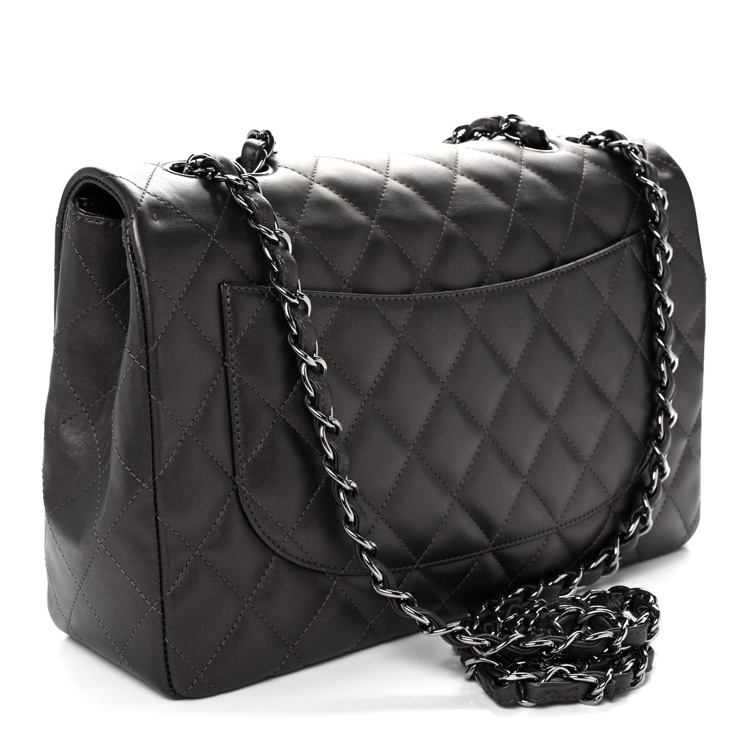 Chanel Lambskin Quilted Jumbo Single Flap  Dark Grey 3 of 10