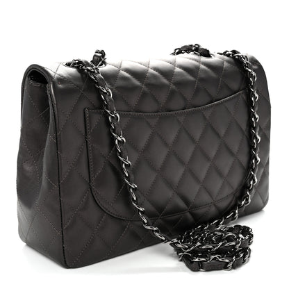 Chanel Lambskin Quilted Jumbo Single Flap  Dark Grey 3 of 10