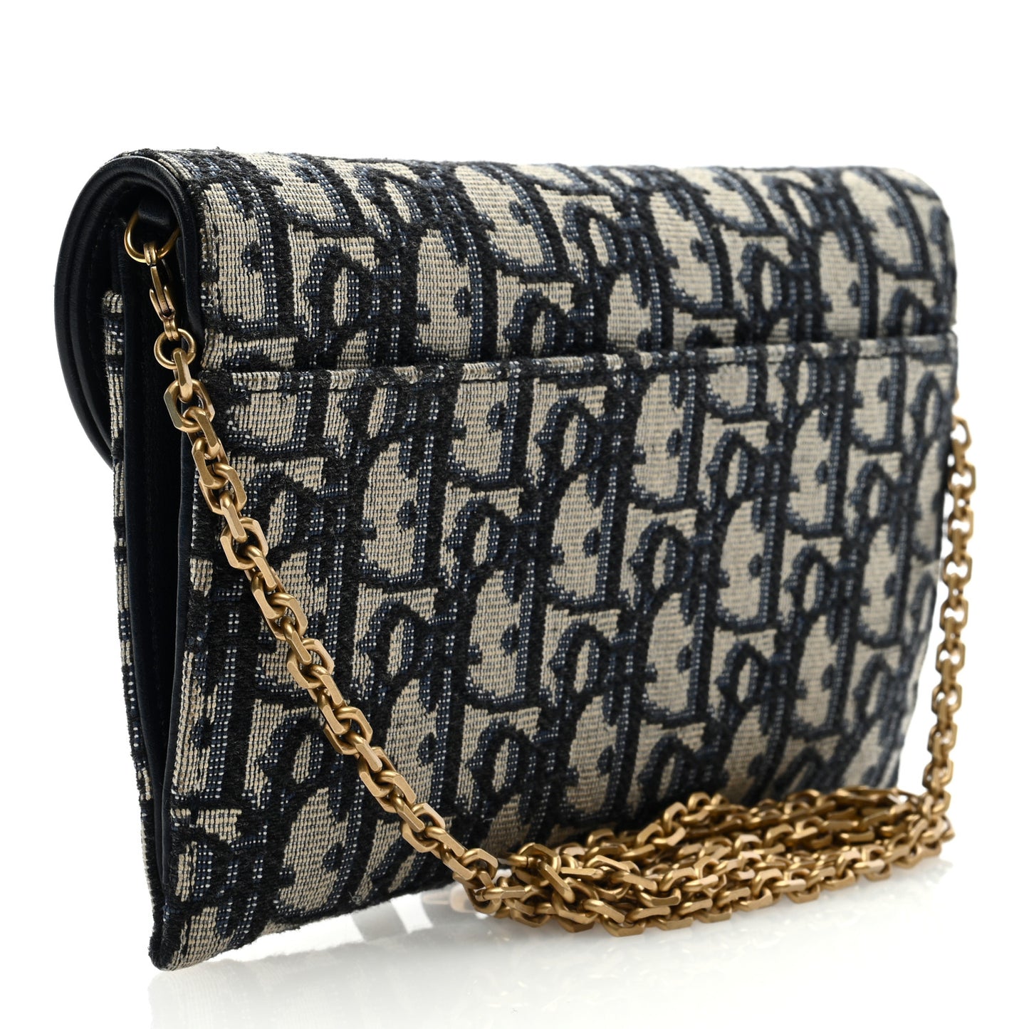 Oblique Saddle Chain Long Wallet Blue