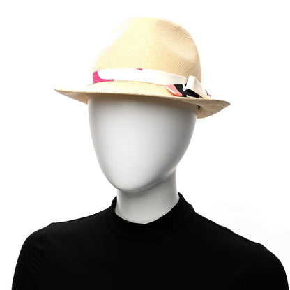 Chanel Straw Ribbon Fedora Hat M Beige Multicolor 2 of 8