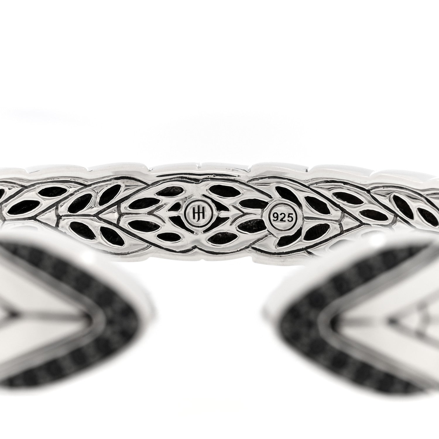 John Hardy Sterling Silver Black Sapphire Modern Chain Brushed Hinged Cuff Bracelet 3 of 3