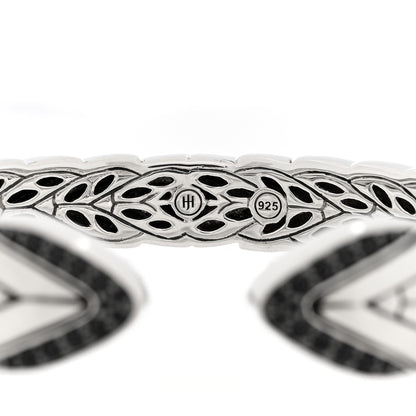 John Hardy Sterling Silver Black Sapphire Modern Chain Brushed Hinged Cuff Bracelet 3 of 3