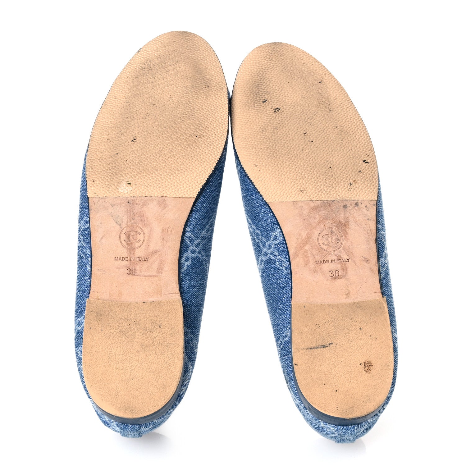 Chanel Denim Printed Cap Toe Ballerina Flats 38 Blue 7 of 16