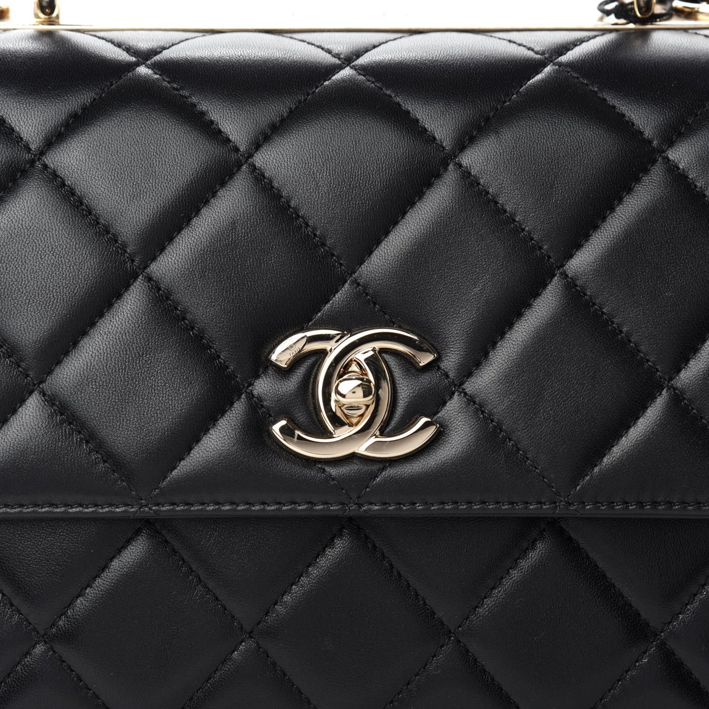 Lambskin Quilted Medium Trendy CC Flap Dual Handle Bag Black