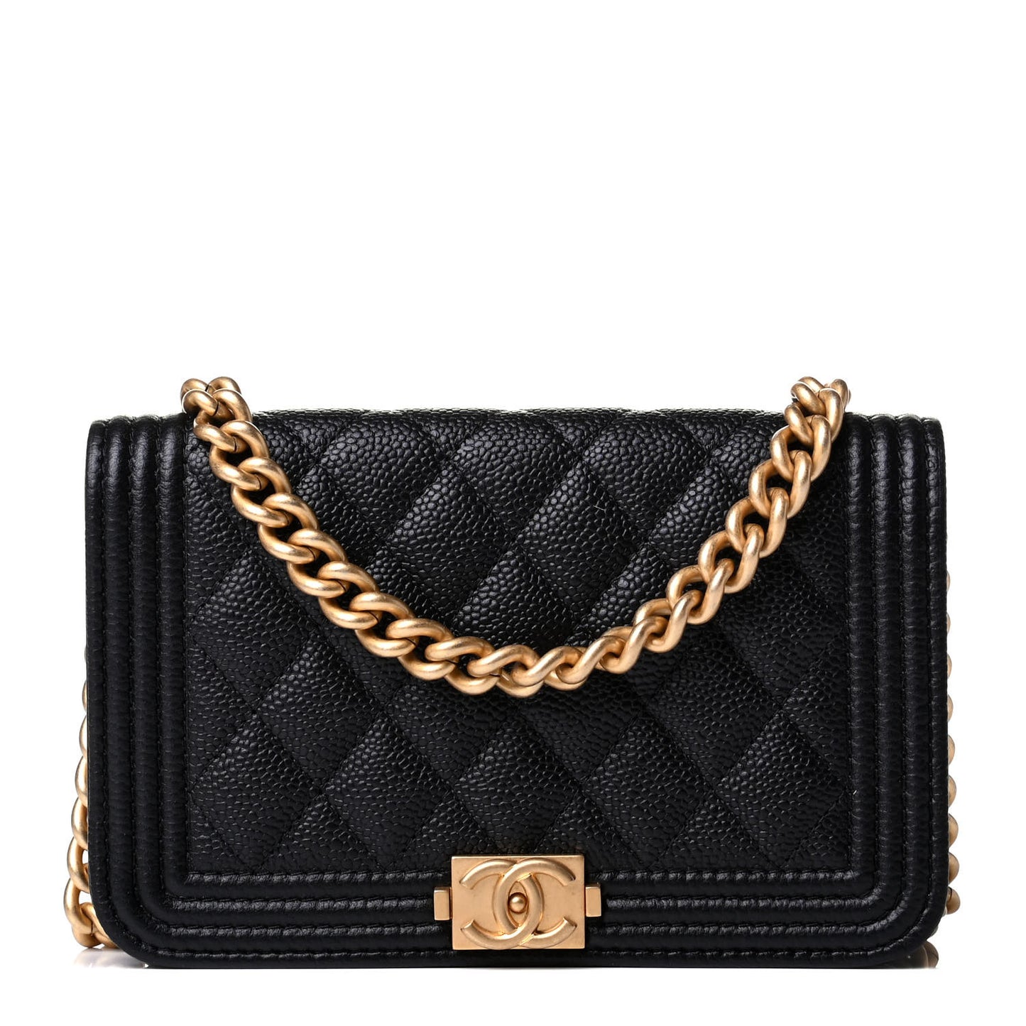 Caviar Quilted Boy Wallet On Chain WOC Black