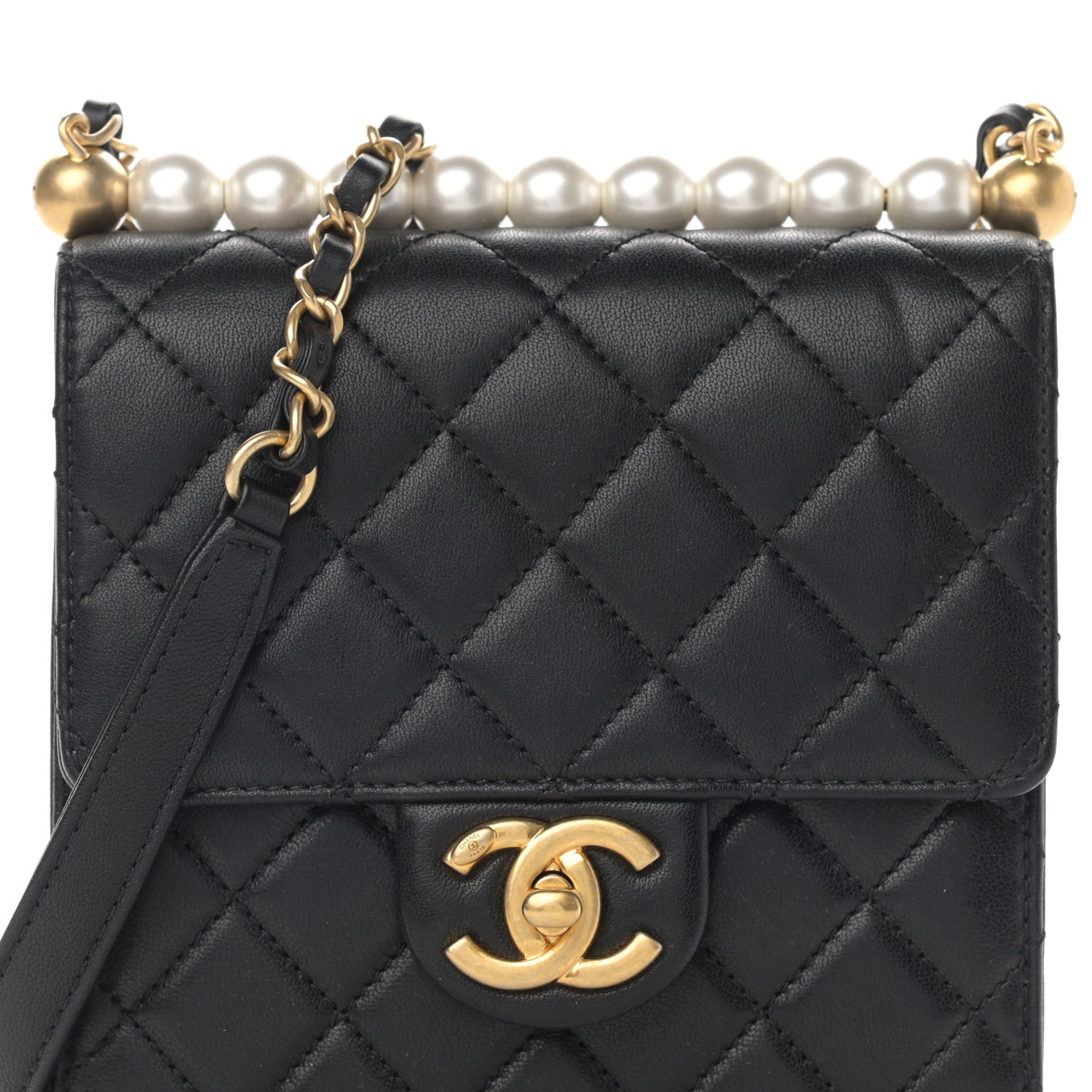 Chanel Goatskin Quilted Chic Pearls Flap Black 8 of 11