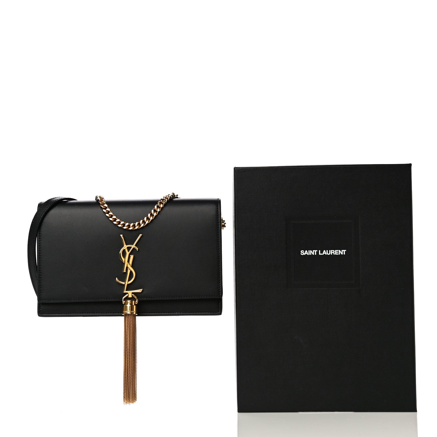 Saint Laurent Smooth Calfskin Classic Monogram Kate Tassel Chain Wallet Black 21 of 21