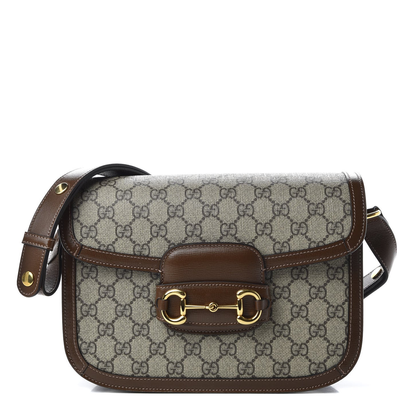 GG Supreme Monogram Horsebit 1955 Shoulder Bag Beige Brown Sugar