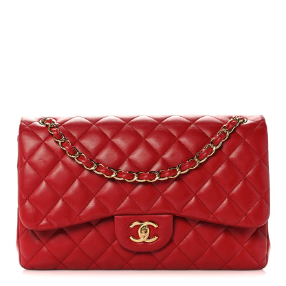 Chanel Lambskin Quilted Jumbo Double Flap Red 1 of 13