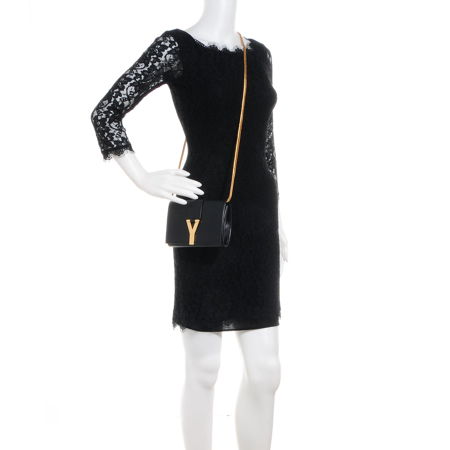 Calfskin Mini Y Ligne Crossbody Pochette Bag Black