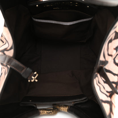Jimmy Choo Calfskin Canvas Diego Shell Print Tote Brown 4 of 10