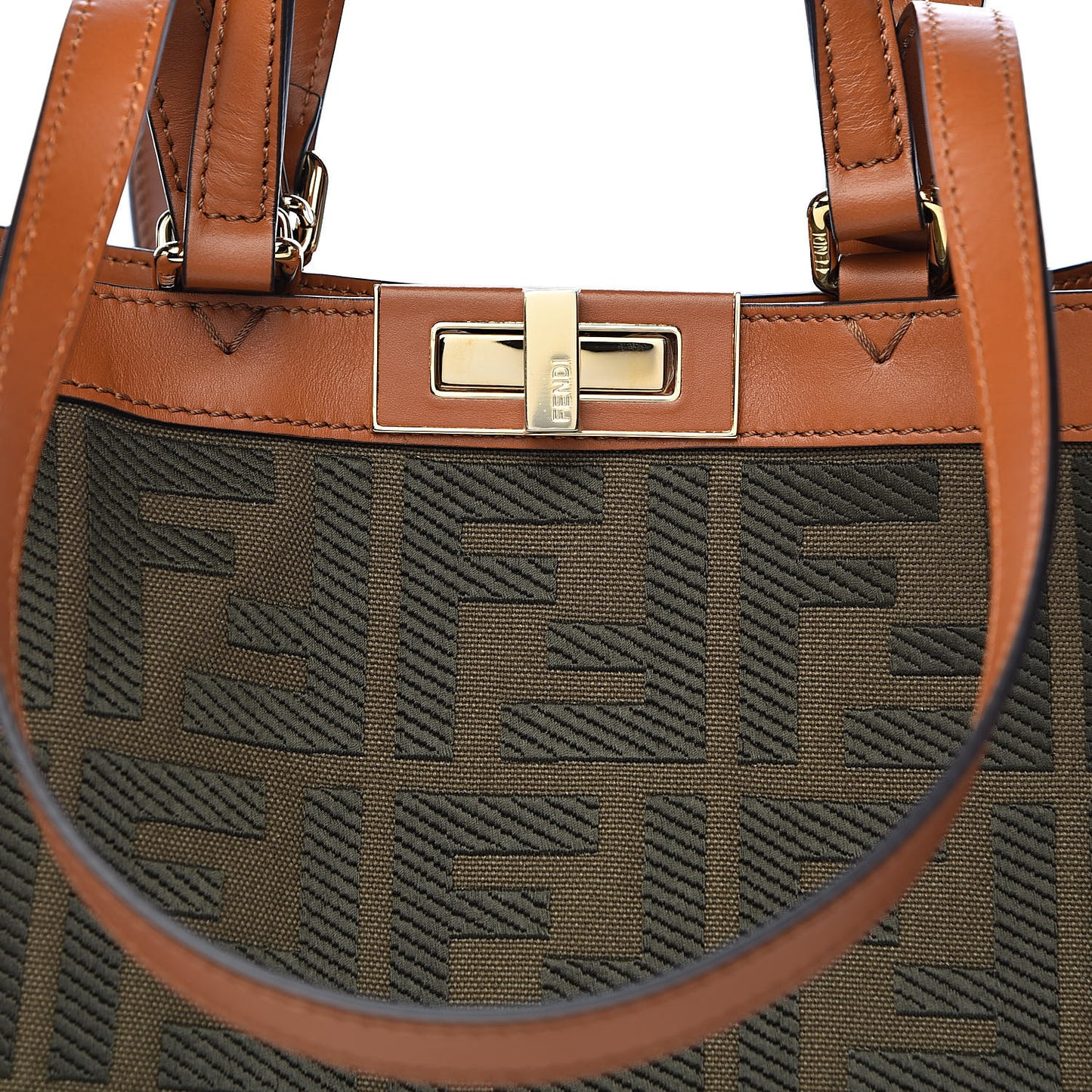 Canvas Vitello King FF Embroidered Medium Peekaboo X-Tote Amazzonia Cuoio