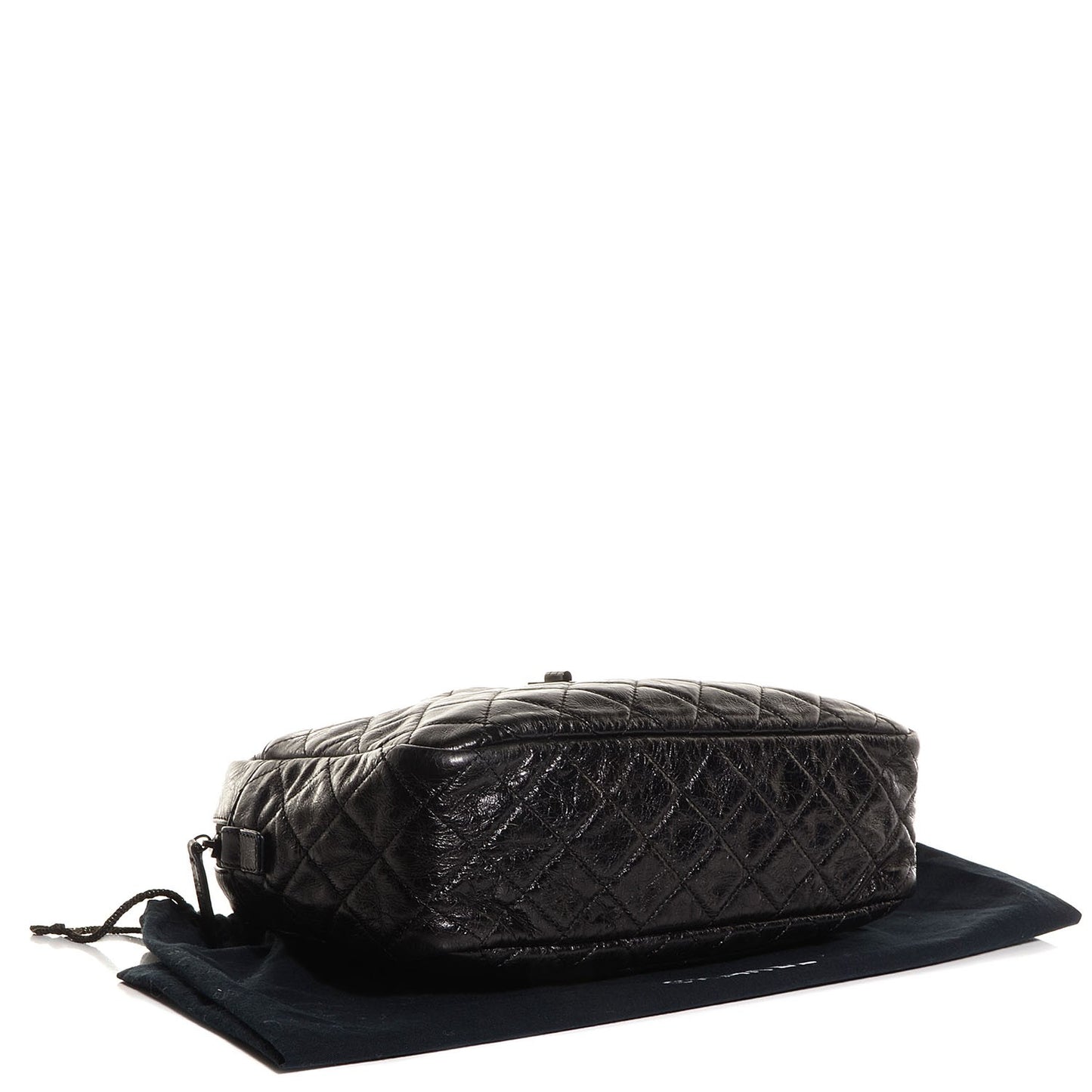 Metallic Aged Calfskin Quilted Medium Reissue Camera Case Black