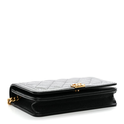 Chanel Caviar Quilted Boy Wallet On Chain WOC Black 4 of 13