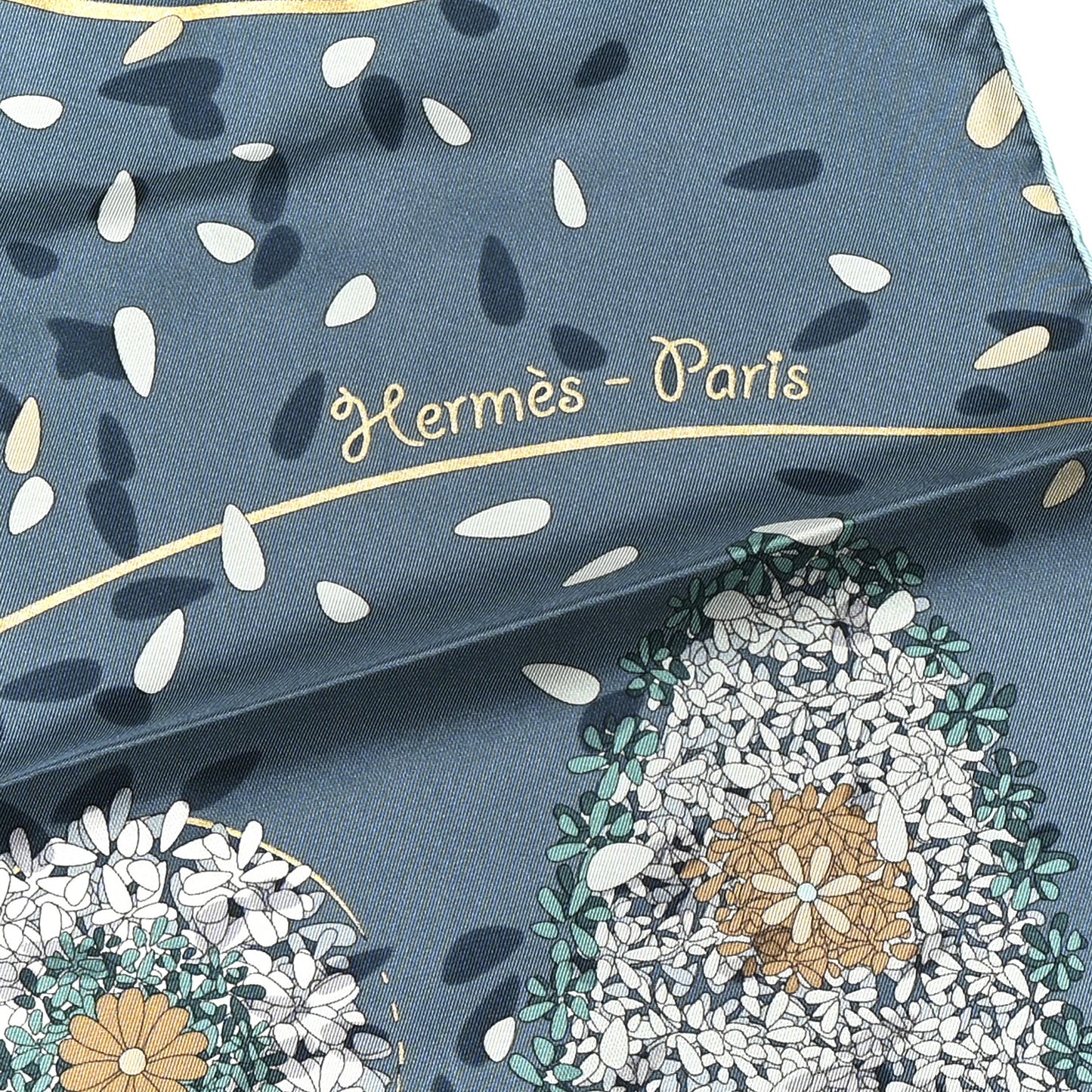 Silk Offrandes D'Un Jour Scarf 90 Ardoise Gris Bleute Turquoise