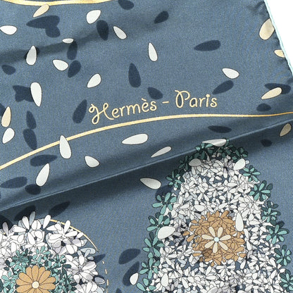 Hermes Silk Offrandes D'Un Jour Scarf 90 Ardoise Gris Bleute Turquoise 2 of 5