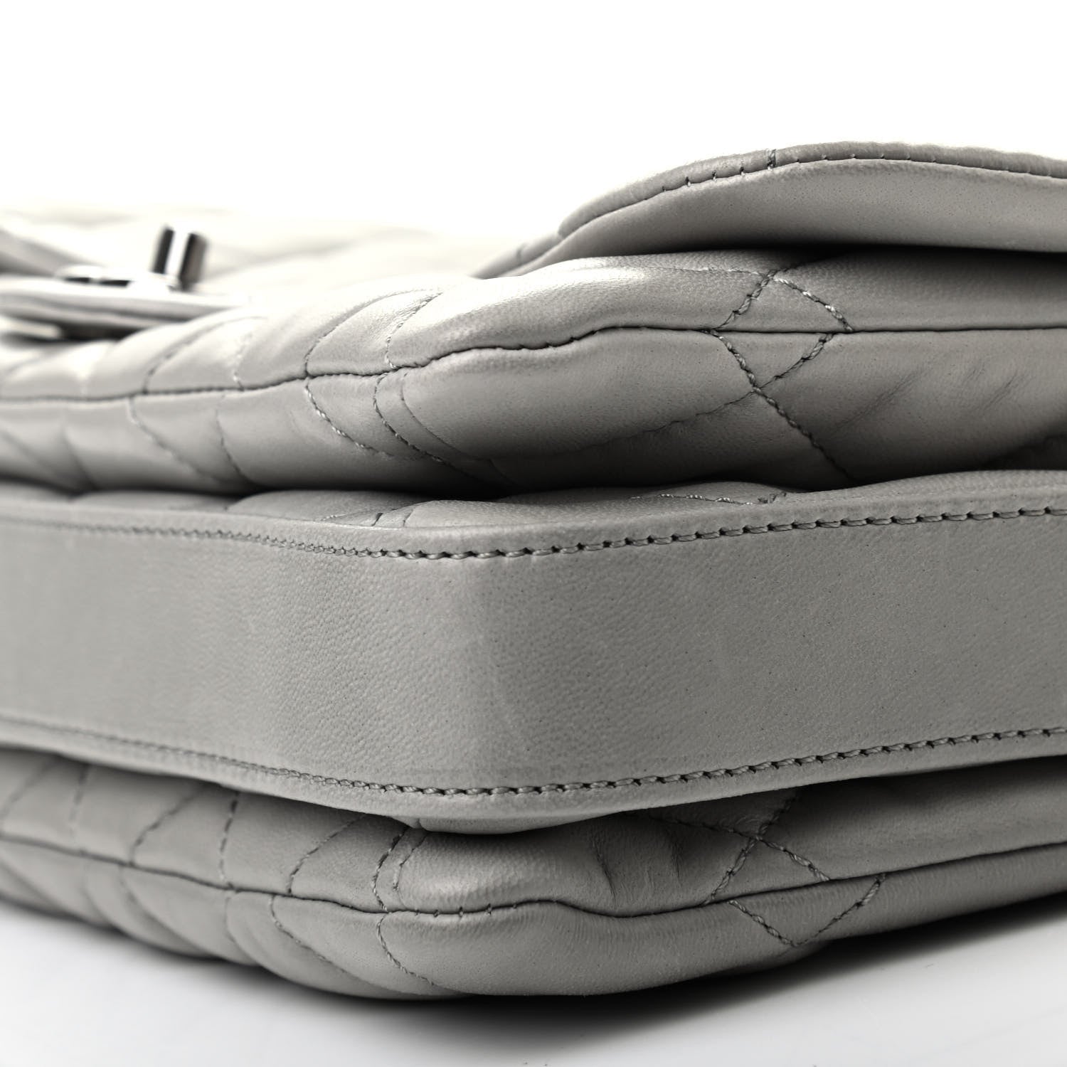 Chanel Lambskin Quilted Jumbo Chanel 3 Flap Light Grey 8 of 9