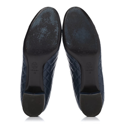 Chanel Lambskin Quilted CC Cap Toe Low Heel Ballerina Pumps 41 Navy Blue 4 of 4