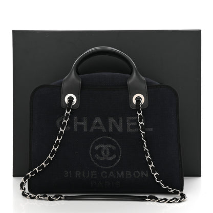Chanel Denim Deauville Bowling Bag Dark Blue 11 of 11